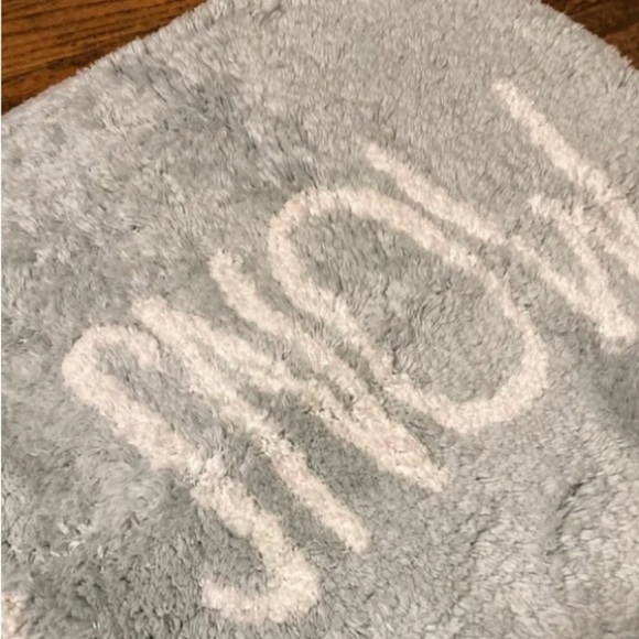 RAE DUNN LET IT SNOW LIGHT TEAL AND WHITE BATHROOM MAT 21X34 - Picture 3 of 5